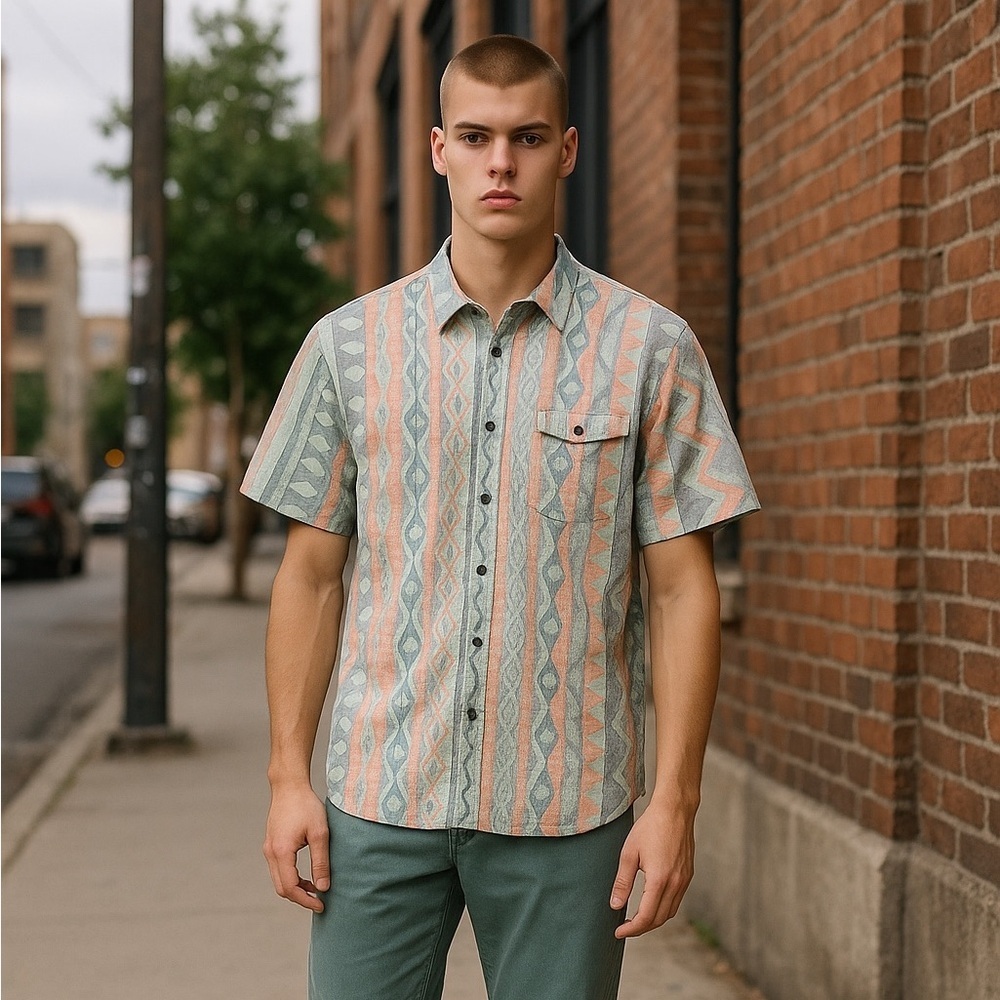 Vans Of The Wall Southwestern Aztec Reverseable Button down Shirt Men’s Size XL